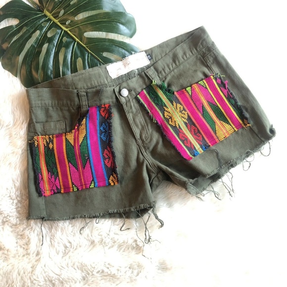 Jen's Pirate Booty Pants - Jens Pirate Booty Shorts 28 Green Embroidered